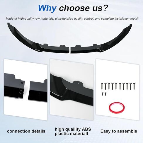 KHK Front Bumper Lip Compatible with 2015-2020 BMW F80 M3 F82 F83 M4 MP Style, Glossy Black Car Front Lip Bumper Air Splitter in Saudi Arabia