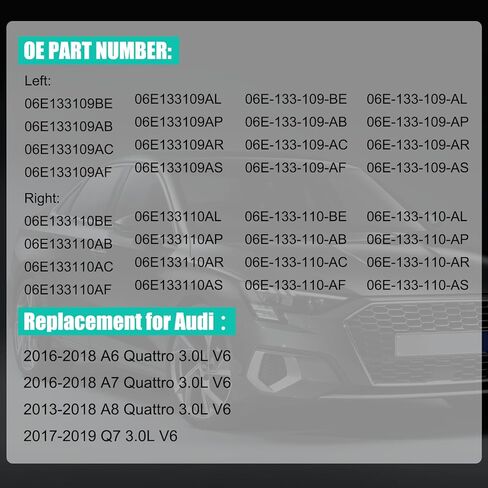 2 قطعة 06E133110AT+06E133109AN مشعبات سحب المحرك الأيسر والأيمن متوافقة مع 2013-2019 Audi A6 A7 A8 Q7 3.0L V6، يستبدل 06E133110BC 06E133110AN 06E133109AT 06E133109BC in Saudi Arabia
