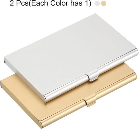 Business Card Holder, 2 Pack Aluminum Metal Card Case Professional Slim Pocket Card Holder for Name Card Credit Card, Gold, Silver in Saudi Arabia