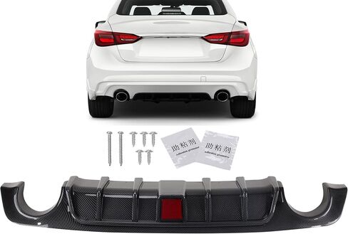 LYZ New Gloss Black Look Rear Bumper Lip Spoiler Diffuser Splitter Valance Compatible with Infiniti Q50 2014-2017 in Saudi Arabia