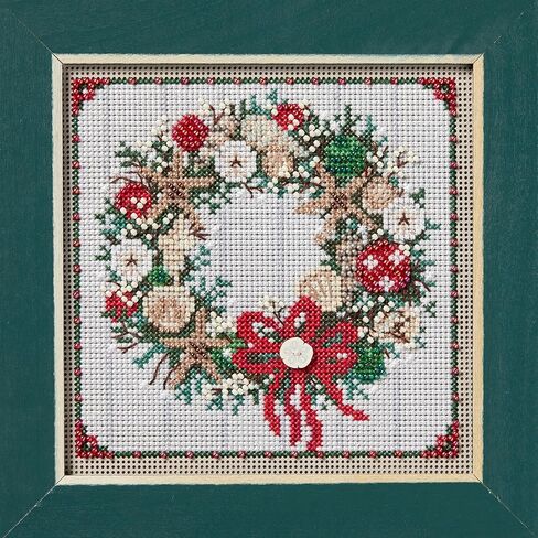 Mill Hill Seashell Wreath Beaded Counted Cross Stitch Kit Buttons & Beads 2024 Winter Series MH142432, 5.25" x 5.25", Multi in Saudi Arabia