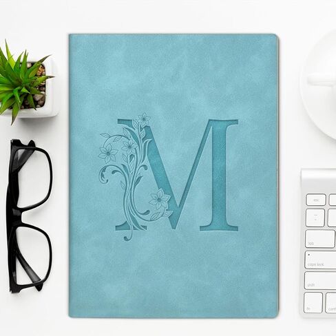 Initial Letter M Notebook Floral Writing Journal Monogrammed Gifts for Women Girls Graduation Birthday-Blue in Saudi Arabia
