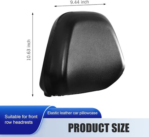 2 PCS Cars Front Seat Headrest Covers, Waterproof PU Stretch Leather Seat Headrest Cover, Full Wrap-Around Scratch-Resistant Protector, Universal for Most Cars (Black) in Saudi Arabia