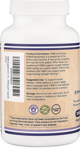 HMB Supplement, Third Party Tested, Made in USA, 120 Capsules, 1000mg per Serving, 500mg per Capsule. in Saudi Arabia
