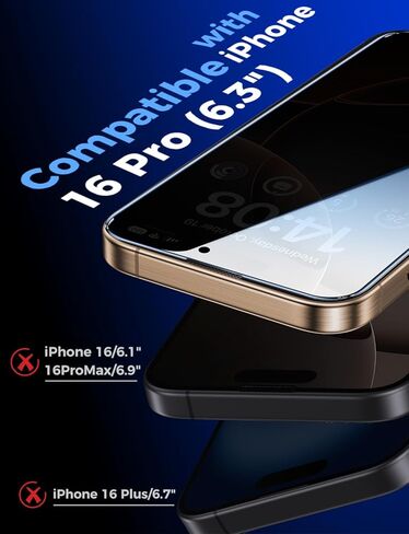 MAGIC JOHN 2 Pack for iPhone 16 (6.1) inch Privacy Tempered Glass Screen Protector, Auto Dust-Elimination, Bubble Free, Easy Installation in Saudi Arabia