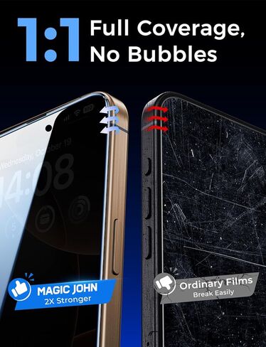 MAGIC JOHN 2 Pack for iPhone 16 (6.1) inch Privacy Tempered Glass Screen Protector, Auto Dust-Elimination, Bubble Free, Easy Installation in Saudi Arabia
