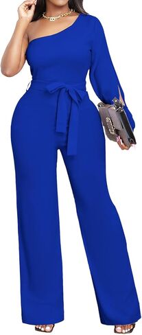 sexycherry Formal Jumpsuits for Women Sexy V Neck Ruffle Sleeve Hot Pink Overlay One Piece Long Straight Pants Clubwear Dressy Rompers with Zipper in Saudi Arabia