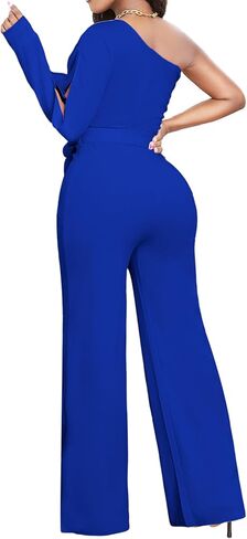 sexycherry Formal Jumpsuits for Women Sexy V Neck Ruffle Sleeve Hot Pink Overlay One Piece Long Straight Pants Clubwear Dressy Rompers with Zipper in Saudi Arabia