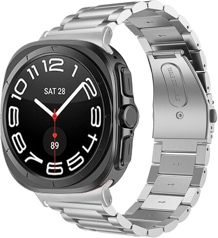 Titanium Band Compatible with Samsung Galaxy Watch 7 Ultra 47mm, Solid Men Replacement Robust Metal Link Wristband in Kuwait