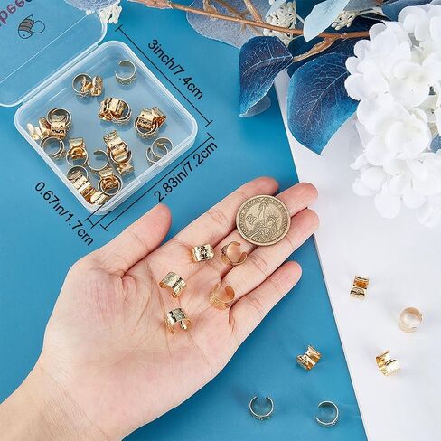 Beebeecraft 1 Box 50Pcs Ear Cuff Findings Sterling Silver Ear Clips Set with Hole 0.9mm Non Piercing Earrings for Earring Making Craft in Saudi Arabia