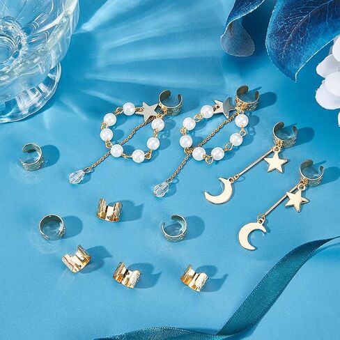 Beebeecraft 1 Box 50Pcs Ear Cuff Findings Sterling Silver Ear Clips Set with Hole 0.9mm Non Piercing Earrings for Earring Making Craft in Saudi Arabia