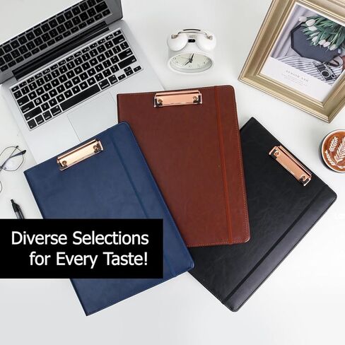 Foldable Padfolio Clipboard with Included Notepad, Phone Pocket and Business Card Holder | Faux Leather Portfolio for Women, Men, Nurses, Wedding, and Legal | Work Organizer Folder (Black) in Saudi Arabia