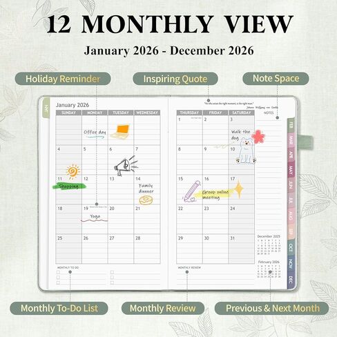 2026-2027 Planner Weekly and Monthly, Jul 2026 - Jun 2027, A5 Linen Cover Calendar Planner 2026-2027, Agenda Book with Colorful Monthly Tabs, Inner Pocket (5.8" x 8.3", Purple) in Saudi Arabia