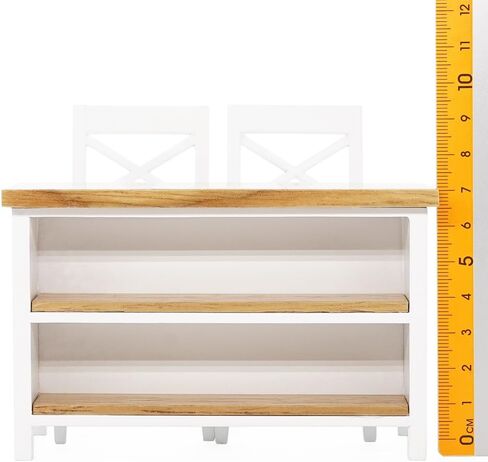 جزيرة المطبخ المصغرة من Odoria Dollhouse: طاولة طعام بمقياس 1/12 وكراسي عالية لمطعم وبار الحانة - أثاث خشبي صغير لطاولة المطبخ باللون الأبيض in Saudi Arabia