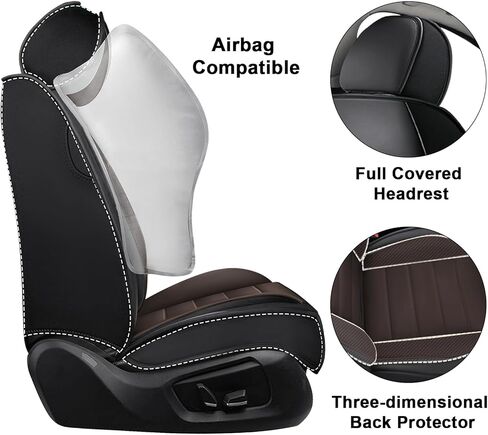 أغطية مقاعد لسيارة Mazda CX-30 2020-2026 قابلة للتنفس، واقيات مقاعد السيارة مضادة للانزلاق ومقاومة للماء مع وسادة هوائية، وسادة سيارة مع جيوب تخزين (قياسي، أسود) in Kuwait