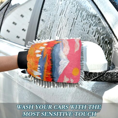 AIXIWAWA Wild Halloween Print Car Wash Mitt Washing Glove Scratch Free Water Absorbent 2 Pack Medium in Saudi Arabia