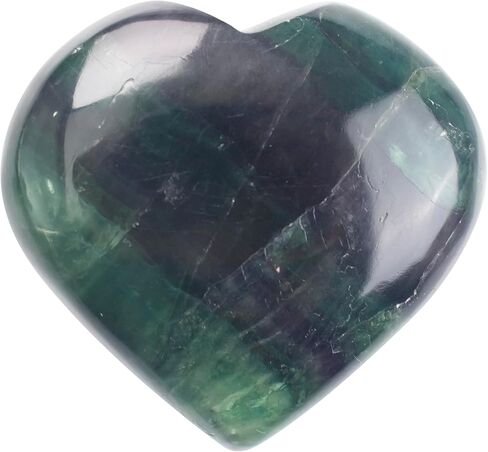 Crocon 50mm Multi Fluorite Heart stone Big Heart Shape Puff Stones Set 450+ Carats Pocket Crystal Healing Tumble Collection Palm Worry Stone Good Luck Charm Meditation Gift Craft Home Decor in Kuwait