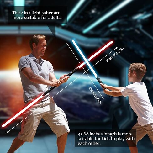 2 in 1 Dueling Lightsaber Light Sabers for Adults Christmas Birthday Gifts, 2Packs Light Saber with 12 Colors Double-Bladed Lightsabers for Kids Toys Teens Halloween Cosplay Thanksgiving Day Party in Kuwait