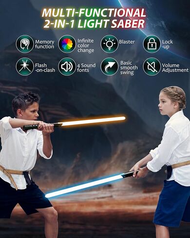 2 in 1 Dueling Lightsaber Light Sabers for Adults Christmas Birthday Gifts, 2Packs Light Saber with 12 Colors Double-Bladed Lightsabers for Kids Toys Teens Halloween Cosplay Thanksgiving Day Party in Kuwait