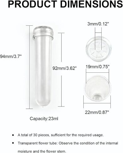 30 عبوة من أنابيب المياه الزهرية مع أغطية من Geuoaoa، أنبوب مياه زهرة واحدة 3.7 بوصة 23 مل، قوارير بلاستيكية لأعشاب الحليب والنباتات وإكسسوارات الباقة ومستلزمات الزهور in Kuwait