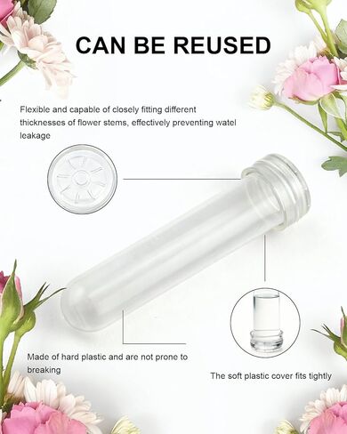 30 عبوة من أنابيب المياه الزهرية مع أغطية من Geuoaoa، أنبوب مياه زهرة واحدة 3.7 بوصة 23 مل، قوارير بلاستيكية لأعشاب الحليب والنباتات وإكسسوارات الباقة ومستلزمات الزهور in Kuwait