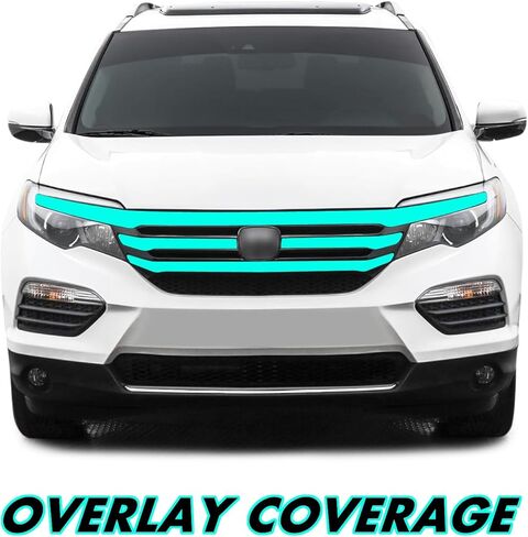 SlickMod Chrome Delete Blackout Vinyl Overlay for 2016-2018 Honda Pilot Front Grill Trim (Gloss Black) in Saudi Arabia