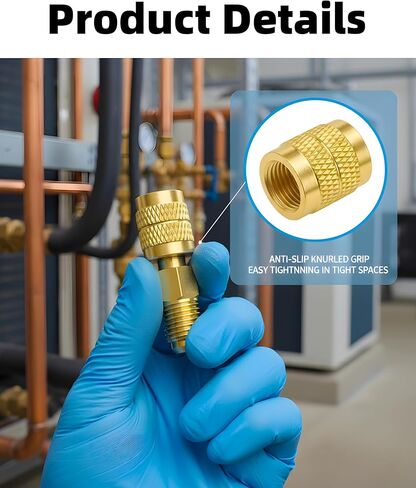 2 قطعة محول نحاسي للتبريد R32 R454B منخفض الخسارة 1/4 بوصة أنثى إلى 1/4 بوصة محول خيط عكسي ذكر تركيبات توصيل سريعة للخدمة الشاقة HVAC لخزانات التبريد R32 R454B أنظمة تقسيم صغيرة (2) in Kuwait