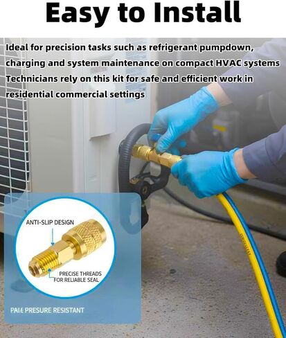 2 قطعة محول نحاسي للتبريد R32 R454B منخفض الخسارة 1/4 بوصة أنثى إلى 1/4 بوصة محول خيط عكسي ذكر تركيبات توصيل سريعة للخدمة الشاقة HVAC لخزانات التبريد R32 R454B أنظمة تقسيم صغيرة (2) in Kuwait