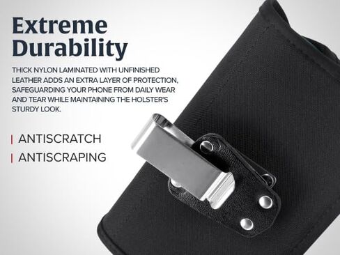 Turtleback Premium Leather Phone Holster for iPhone 16 Pro Max, 15 Pro Max, 14 Pro Max, 13 Pro Max – Black Phone Belt Holder Fits Slim Cases – with Exclusive Metal Belt Clip, Magnetic Closure in Kuwait