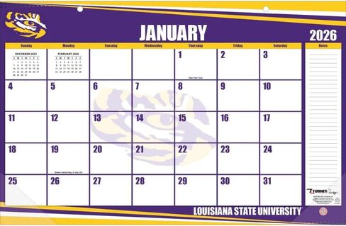 TURNER SPORTS LSU Tigers 2026 17x11 Desk Calendar (26998901013) in Saudi Arabia