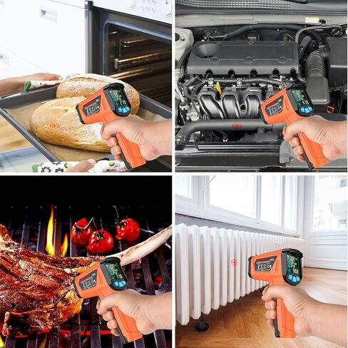MESTEK مسدس درجة حرارة بالأشعة تحت الحمراء، -40 درجة فهرنهايت ~ 3632 درجة فهرنهايت، مسدس ميزان حرارة ليزر رقمي غير ملامس، مقياس حرارة صناعي 50: 1 ميزان حرارة عالي الحرارة مع شاشة LCD ملونة، انبعاثية قابلة للتعديل in Kuwait