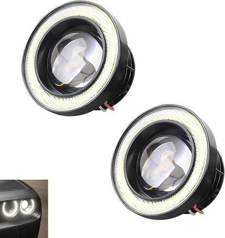 2 PCS Car Angel Eye LED Fog Light, 3" Super Bright COB Aperture Fish Eye Lens Spotlight, Anti-vibration No Flickering Daytime Running Bulb, Universal Modified Bulb for Cars (White) in Saudi Arabia