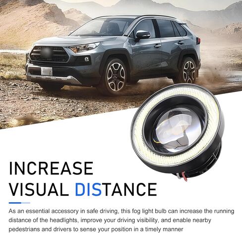 2 PCS Car Angel Eye LED Fog Light, 3" Super Bright COB Aperture Fish Eye Lens Spotlight, Anti-vibration No Flickering Daytime Running Bulb, Universal Modified Bulb for Cars (White) in Saudi Arabia