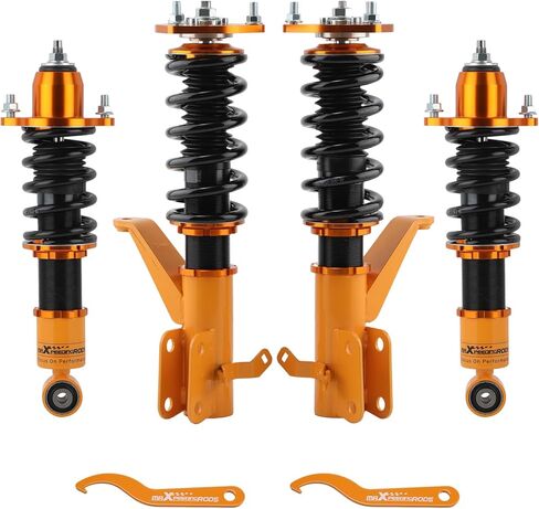 maXpeedingrods Coilovers for Honda Civic 2001-2005 Sedan/Coupe, Height Adjustable Coilovers Suspension Kit, Preset Damping Shock Absorber Coilovers Struts, Lowering Kit Golden in Saudi Arabia