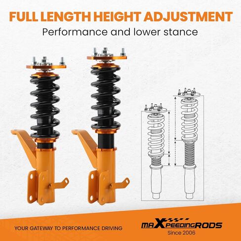 maXpeedingrods Coilovers for Honda Civic 2001-2005 Sedan/Coupe, Height Adjustable Coilovers Suspension Kit, Preset Damping Shock Absorber Coilovers Struts, Lowering Kit Golden in Saudi Arabia