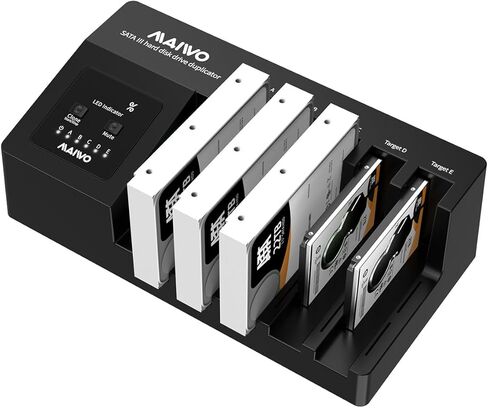 محطة إرساء محرك الأقراص الصلبة MAIWO 2 Bay مع استنساخ غير متصل لـ 2.5 3.5 بوصة SATA HDD SSD، 1x HD-MI، 3X Type C، 1x USB3.1، 1x USB3.0، Ethernet، صوت، BT5.0، فتحة بطاقة SD/TF in Kuwait