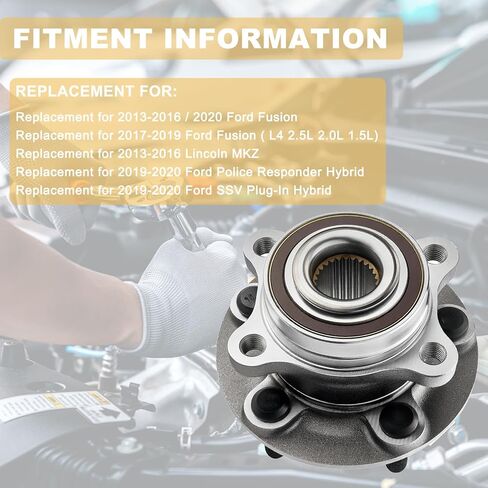 512498 2PC Front Wheel Hub and Bearing Assembly for 2013-2020 Ford Fusion, for 2013-2016 Lincoln MKZ, for 2019-2020 Ford Police Responder Hybrid, for 2019-2020 Ford SSV Plug-in Hybrid in Kuwait