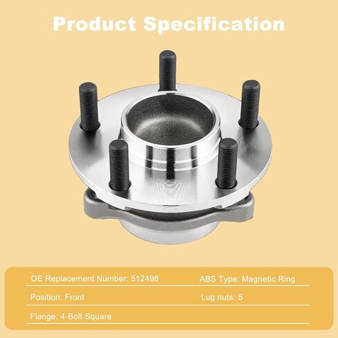 512498 2PC Front Wheel Hub and Bearing Assembly for 2013-2020 Ford Fusion, for 2013-2016 Lincoln MKZ, for 2019-2020 Ford Police Responder Hybrid, for 2019-2020 Ford SSV Plug-in Hybrid in Kuwait