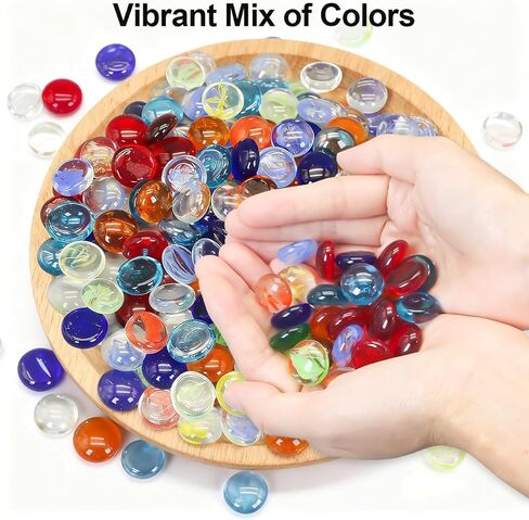Mini Glass Gems for Vase,Mixed Colour Glass Stones Flat Bottom Marble Beads for Aquarium Fish Tank Planter Crafts Home Decorative Art Craft Vase Filler (Colorful, 1 Pound) in Saudi Arabia