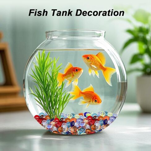 Mini Glass Gems for Vase,Mixed Colour Glass Stones Flat Bottom Marble Beads for Aquarium Fish Tank Planter Crafts Home Decorative Art Craft Vase Filler (Colorful, 1 Pound) in Saudi Arabia