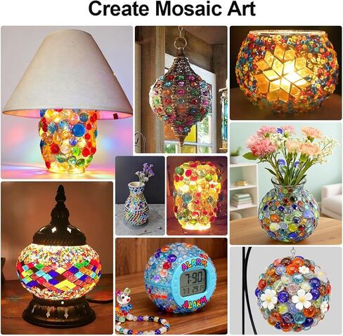 Mini Glass Gems for Vase,Mixed Colour Glass Stones Flat Bottom Marble Beads for Aquarium Fish Tank Planter Crafts Home Decorative Art Craft Vase Filler (Colorful, 1 Pound) in Saudi Arabia