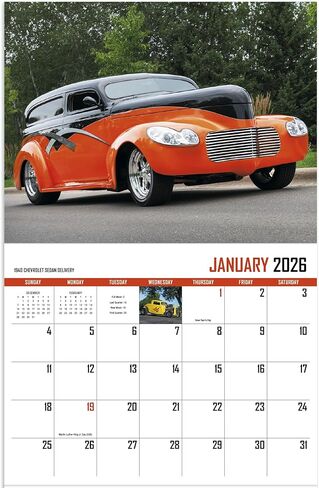 تقويم حائط معلق لسيارة Street Rod Fever لعام 2026 in Saudi Arabia