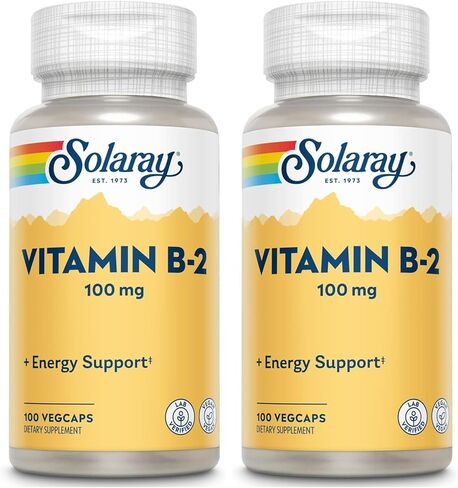 SOLARAY Vitamin B-2 Riboflavin 100 mg with Aloe Vera | Healthy Energy Metabolism, Skin, Hair & Nails | 100 CT in Kuwait