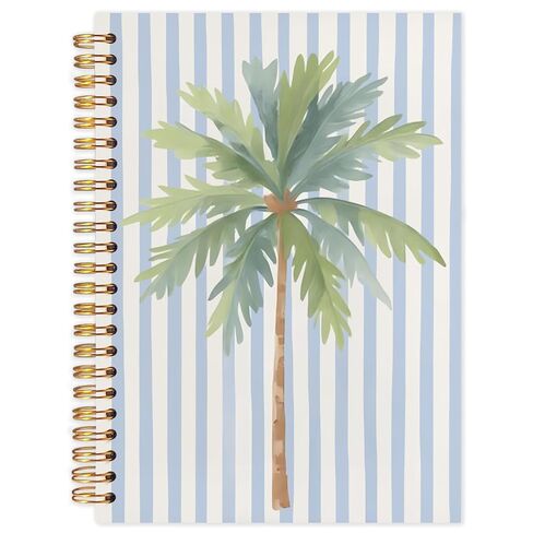 WUCHJ Coastal Beach Notebook, Blue Striped Palm Tree Journal, Preppy Beach Spiral Notebook Journal for Note Taking, Gifts for Ocean Beach Lovers, Beachy School Supplies, 5.5x8.3 Inch in Saudi Arabia