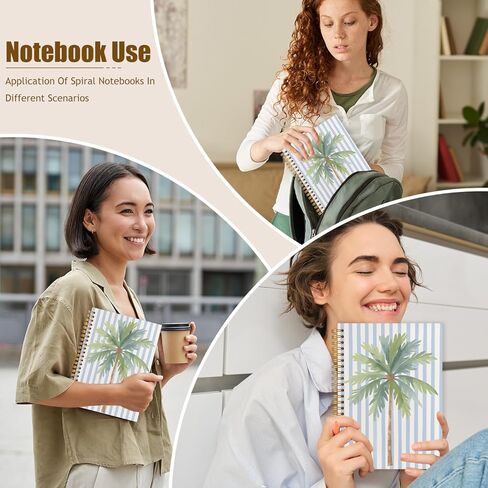WUCHJ Coastal Beach Notebook, Blue Striped Palm Tree Journal, Preppy Beach Spiral Notebook Journal for Note Taking, Gifts for Ocean Beach Lovers, Beachy School Supplies, 5.5x8.3 Inch in Saudi Arabia