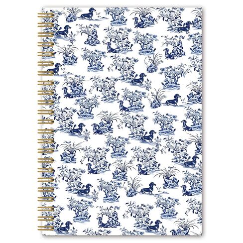 BEHIFL Blue and White Chinoiserie Dachshund Spiral Notebook, Weiner Dog Lover Gifts Journal, French Country Dog Notebook for Note Taking, Grandmillennial Dog Journal for Writing, 5.5x8.3 Inches in Saudi Arabia