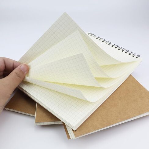 4 Pack Graph Paper Notebook, A5 Top Wirebound Grid Spiral Notebook 5.8" x 8.3",60 Sheets,5mm x 5mm Grid Paper,Grid Notepad for Students, Math, Engineering (Black) in Kuwait