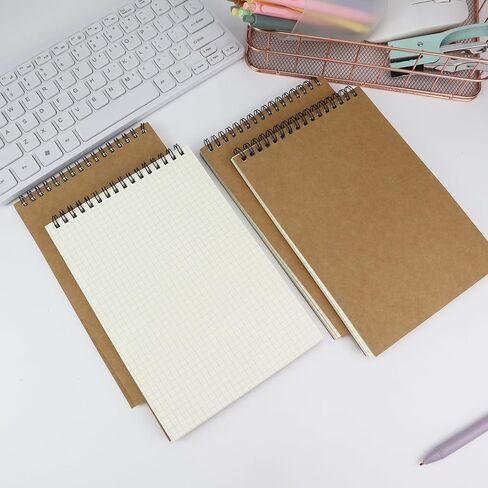 4 Pack Graph Paper Notebook, A5 Top Wirebound Grid Spiral Notebook 5.8" x 8.3",60 Sheets,5mm x 5mm Grid Paper,Grid Notepad for Students, Math, Engineering (Black) in Kuwait