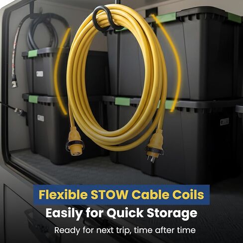 Marine & RV Cords 125v 30 amp x 25' Yellow Shore Power Boat Extension Cord, 25 ft - 21312 in Kuwait