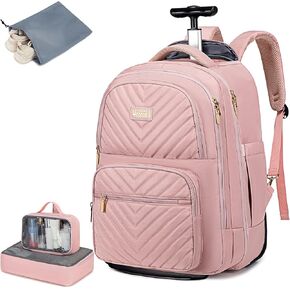 حقيبة ظهر متدحرجة للرجال البالغين مع عجلات، حقيبة ظهر للسفر بعجلات تحمل الأمتعة مقاس 22 × 14 × 9 معتمدة من شركة الطيران، حقيبة ظهر للكمبيوتر المحمول مقاس 17.3 بوصة، حقيبة ظهر كبيرة متدحرجة للسفر والعمل in Kuwait